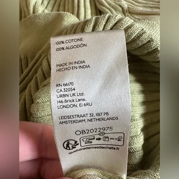 Free People we the free Between The Lines Rib Jumper Sweater Sz XS light green - Picture 4 of 8